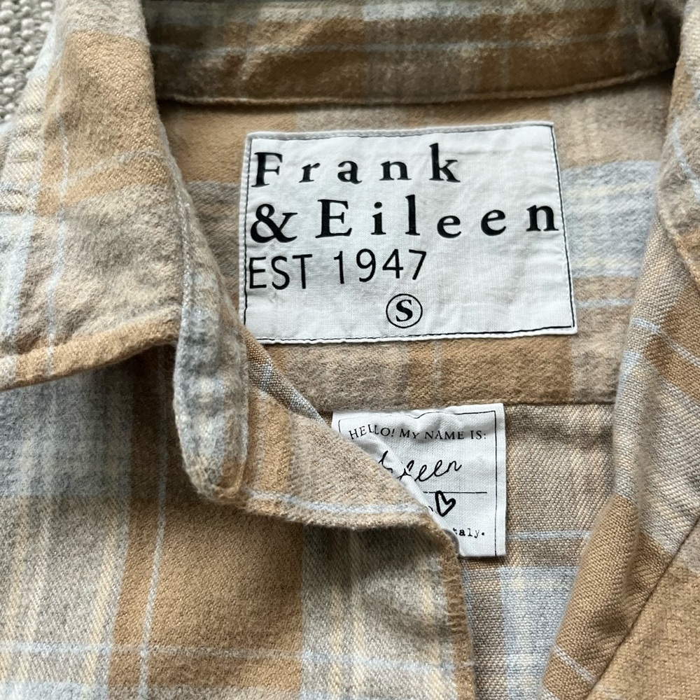 Frank & Eileen Flannel Tan, Grey and Cream Checkered Shirt